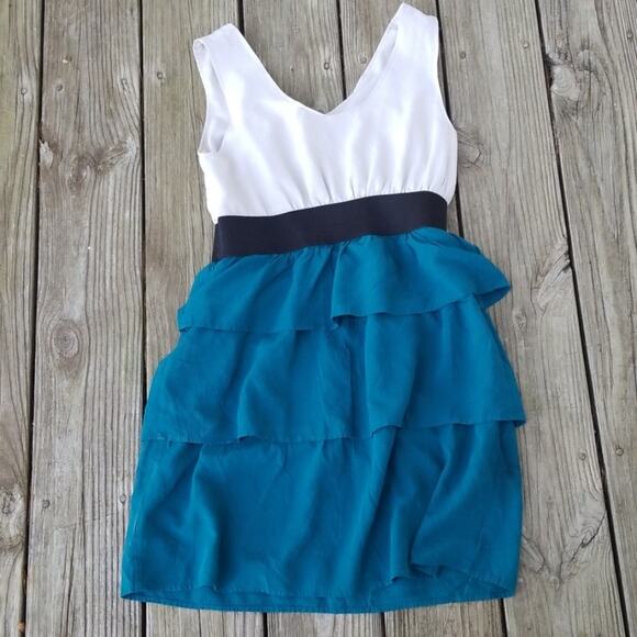 Mossimo ruffled tri color colorblock dress small - Picture 2 of 2
